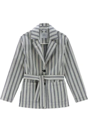 Woolrich Jakke, Dame, Flerfarvet, L, Bomuld, Blågrå Stribet Blazer
