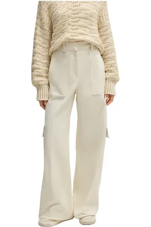 HUGO BOSS Bukser, Dame, Hvid, XL, Bomuld, Cargo Twill Bomuldsbukser