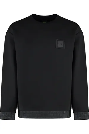 HUGO BOSS Sweathshirts & Hoodies, Herre, Sort, M, Bomuld, Ribstrikket sweatshirt med rund hals og nøglering