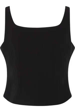 Tom Ford Top, Dame, Sort, 2XS, Sort stretch viskose top med bred halsudskæring og lynlås foran