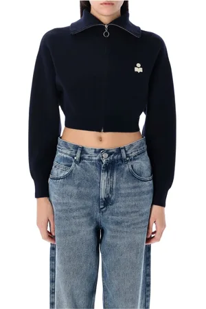 Isabel Marant Strik, Dame, Blå, XS, Uld, Midnight Strikket Cardigan med Lynlås