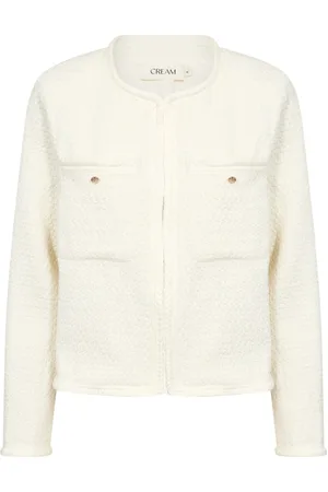 Cream Jakke, Dame, Hvid, 2XL, Uld, Kort jakke med store brystlommer