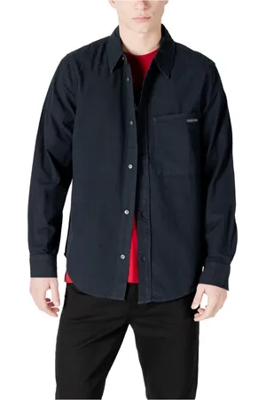 Calvin Klein Skjorte, Herre, Sort, XL, Bomuld, Sort Bomuld Skjorte med Knaplukning