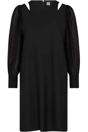 HUGO BOSS Kjole, Dame, Sort, S, Polyester, Elegant Darala Kjole