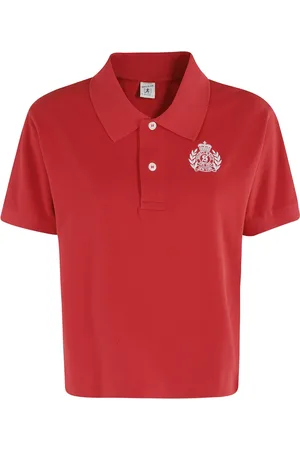 Sporty & Rich Top, Dame, Rød, S, Bomuld, Rød Crest Pique Polo Skjorte