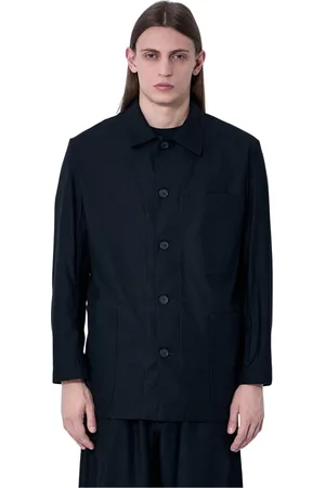 YOHJI YAMAMOTO Jakke, Herre, Sort, L, Bomuld, Bomuld Poplin Button-Down Skjorte
