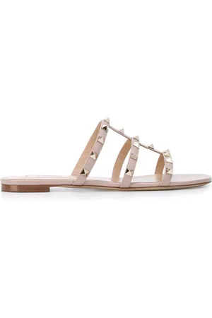 VALENTINO GARAVANI Sko, Dame, Lyserød, 37 EU, Uld, Pudderrosa Rockstud Caged Sandaler