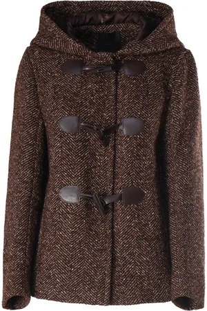 Pinko Frakke, Dame, Brun, XS, Uld, Kort hætteforet duffelcoat