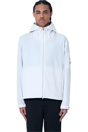Moncler Jakke, Herre, Hvid, 2XL, Uld, Hættet jakke med logo-patch