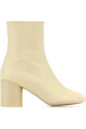Maison Margiela Sko, Dame, , 37 EU, Læder, Creme Læder Ankelstøvler 7cm Hæl