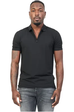 HUGO BOSS Top, Herre, Sort, XL, Bomuld, Sort Zip Polo Shirt