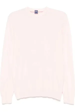 FEDELI Strik, Herre, Lyserød, XL, Uld, Lyserød Ribstrikket Rund Hals Sweater