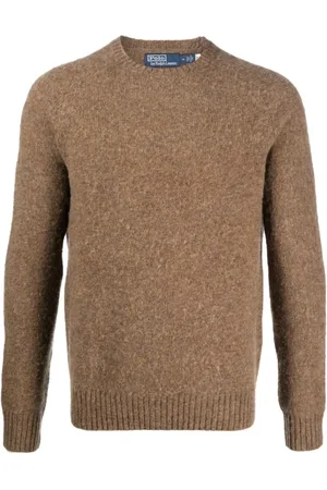 Ralph Lauren Strik, Herre, Brun, L, Uld, Aviator Uld Sweater
