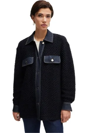 HUGO BOSS Jakke, Dame, Blå, XL, Tweed, Tweed Light Jakke