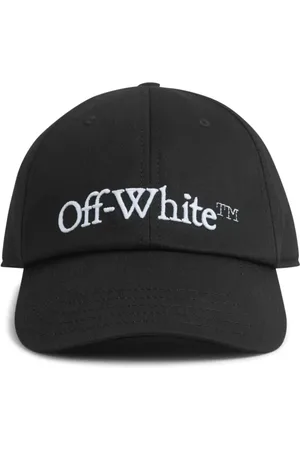 OFF-WHITE Tilbehør, Herre, Sort, ONE SIZE, Bomuld, Bogormærkekasket med buet skygge