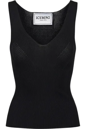 Iceberg Top, Dame, Sort, S, Uld, Sort Tanktop med Nedhængende Ribber