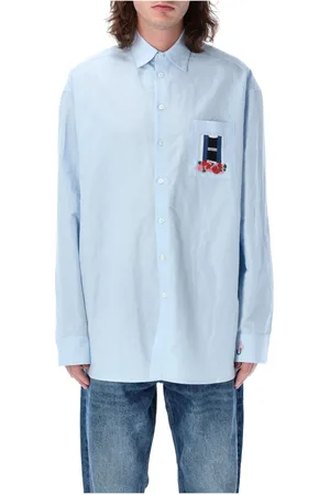 J.W.Anderson Skjorte, Herre, Blå, XS, Bomuld, Window Embroidery Shirt