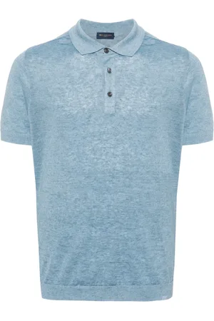 Paul & Shark Top, Herre, Blå, M, Uld, Linen Kortærmet Polo Shirt