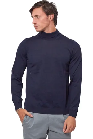 HUGO BOSS Strik, Herre, Blå, S, Bomuld, Turtleneck