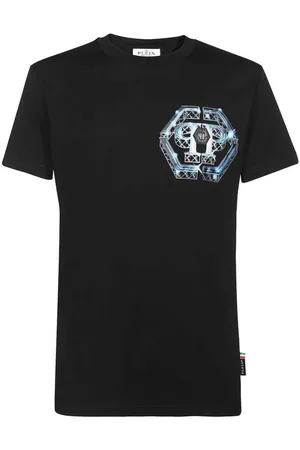 Philipp Plein Top, Herre, Sort, 3XL, Bomuld, Logo Print Bomulds T-shirt