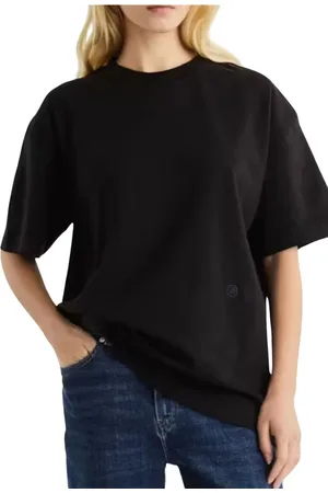Tommy Hilfiger Top, Dame, Sort, S, Bomuld, Let Interlock T-shirt med Rund Hals i Bomuld