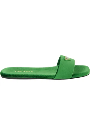 Prada Sko, Dame, Grøn, 36 EU, Læder, Grønne veloursandaler