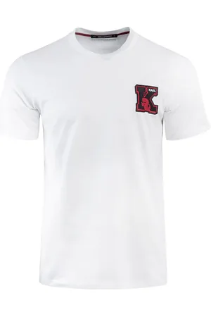 Karl Lagerfeld Top, Herre, Hvid, XL, Bomuld, Slim Fit T-shirt med print