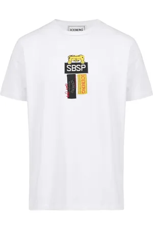 Iceberg Top, Herre, Hvid, XL, Bomuld, Hvid Stretch Bomulds T-shirt med Spongebob Print