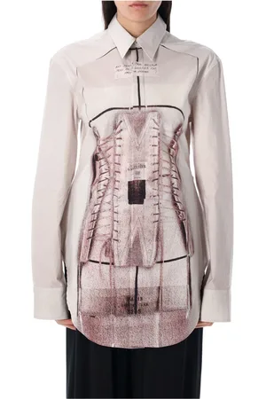 Jean Paul Gaultier Bluser & Skjorter, Dame, Flerfarvet, M, Bomuld, Støvet Pink Korset Skjorte