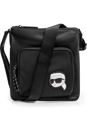 Karl Lagerfeld Taske, Herre, Sort, ONE SIZE, Nylon, Ikon Nylon Flat Crossbody Taske