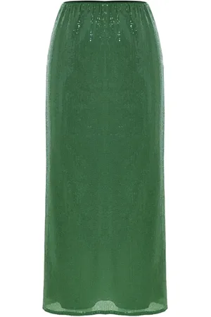 Kocca Nederdel, Dame, Grøn, XS, Uld, Sequin Lang Nederdel