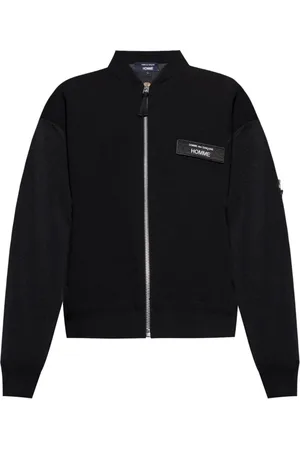 Comme des Garçons Jakke, Herre, Sort, L, Sort lynlåsjakke med logo-patch