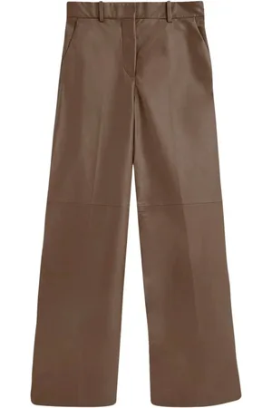 Joseph Bukser, Dame, Brun, S, Læder, Wide Leg Læderbukser