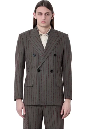 Burberry Jakke, Herre, Brun, M, Uld, Stribet Uld Skræddersyet Blazer