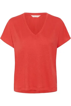 Part Two Top, Dame, Rød, 3XL, Uld, V-Neck Tee Bittersweet