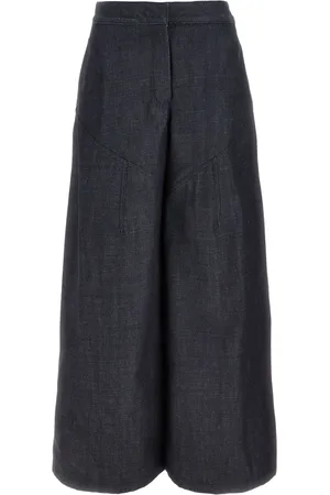 Jil Sander Bukser, Dame, Blå, XS, Bomuld, Wide Bukser