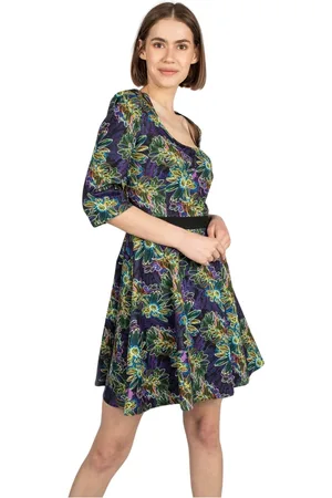 Patrizia Pepe Kjole, Dame, Grøn, 2XS, Uld, Blomstret Minikjole