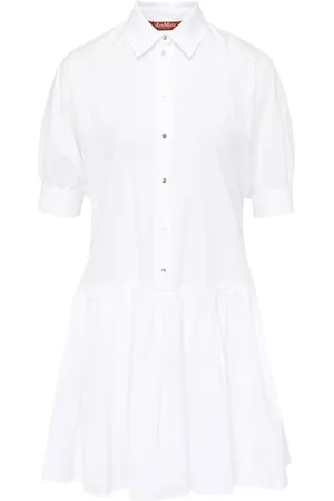 Max Mara Kjole, Dame, Hvid, XS, Uld, Stilfuld Caronte Kjole