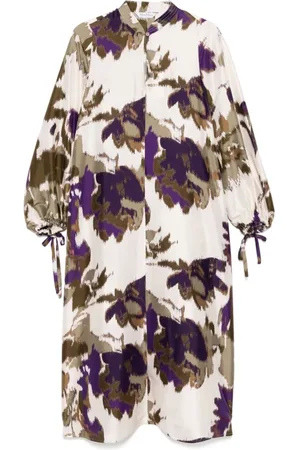 Max Mara Kjole, Dame, Flerfarvet, XS, Elegant Maesa Midi Kjole Lys Beige