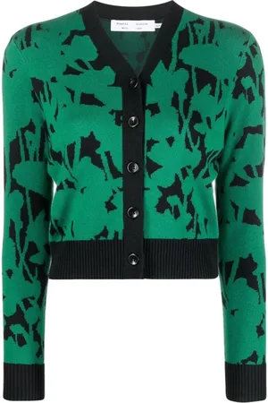 Proenza Schouler Strik, Dame, Flerfarvet, XL, Floral Strik Cardigan