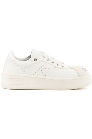 Kenzo Sko, Dame, Hvid, 36 EU, Læder, Hoops Low-Top Sneakers med Kontrastfarvet Tåkappe