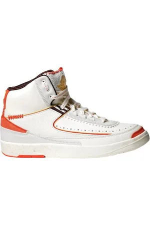 Jordan Sko, Herre, Hvid, 43 EU, Læder, Cremefarvede Orange Retro Sneakers