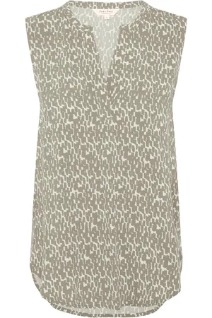 Part Two Top, Dame, , 2XL, Uld, Grøn Grafik Print Bluse
