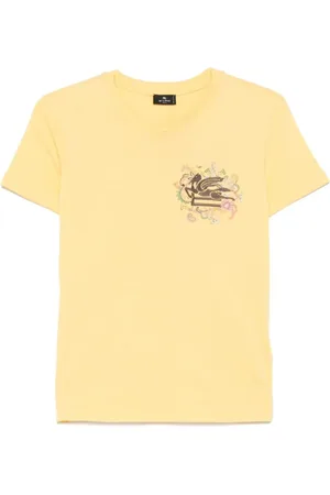 Etro Top, Dame, Gul, S, Broderet T-shirt med Pegaso Design