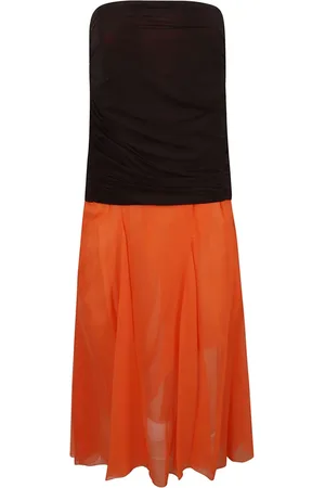Tory Burch Kjole, Dame, , XS, Chiffon, Midi Kjole med Jersey Chiffon Skørt