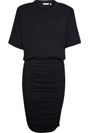 INWEAR Kjole, Dame, Sort, XL, Sort, kort kjole med draperet skørt