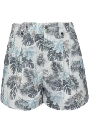 Pinko Shorts, Dame, Blå, XS, Bomuld, Blomstret Print High Waist Shorts