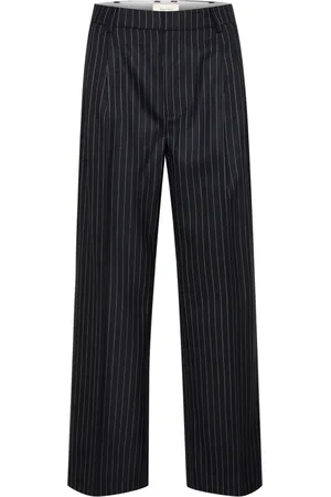 Part Two Bukser, Dame, Blå, M, Navy Pinstripe Wide Leg Bukser