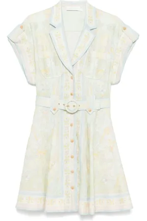 ZIMMERMANN Kjole, Dame, Flerfarvet, M, Tyl, Acacia Mini Skjortekjole