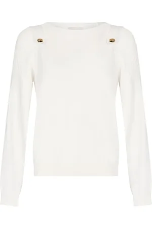 Liu Jo Strik, Dame, Hvid, S, Hvid Logo Sweater Rund Hals